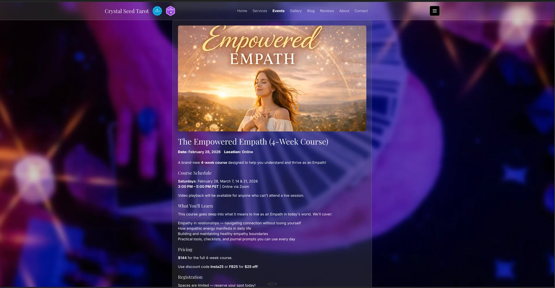 Crystal Seed Tarot - events