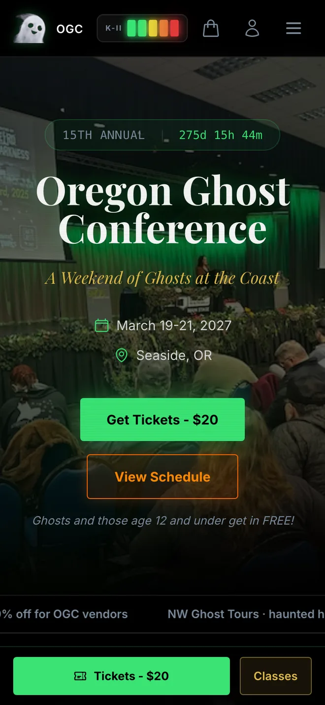 Oregon Ghost Conference mobile - hero