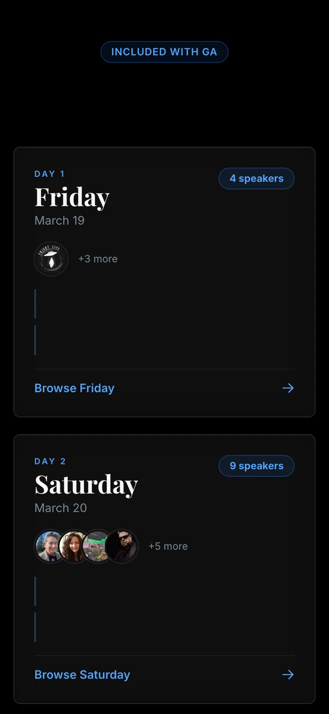 Oregon Ghost Conference mobile - schedule