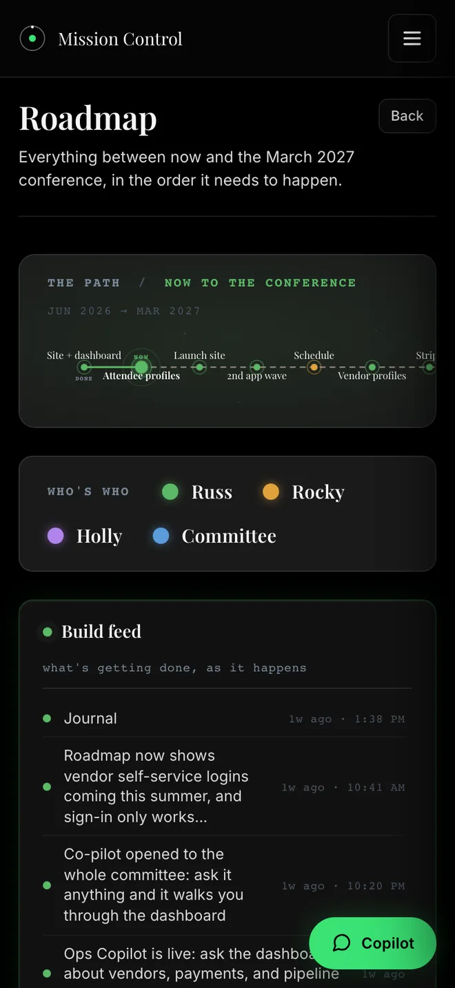 Oregon Ghost Conference mobile - Mission Control