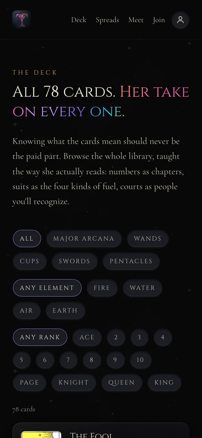 Tarotdoxa mobile - the deck