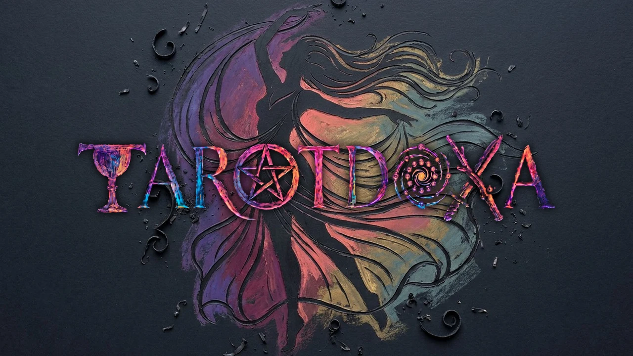 Tarotdoxa - the painterly TAROTDOXA wordmark over a dancing figure